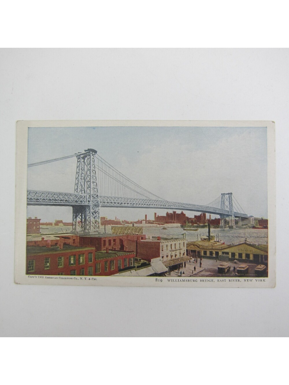 Postcard New York City Williamsburg Bridge East River Antique UNPOSTED RARE